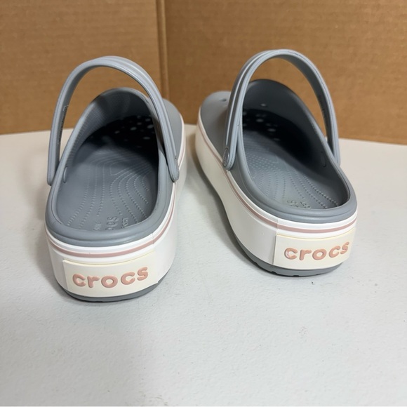 CROCS Crocband Platform Clogs Woman’s 7 Gray/White - Picture 4 of 6